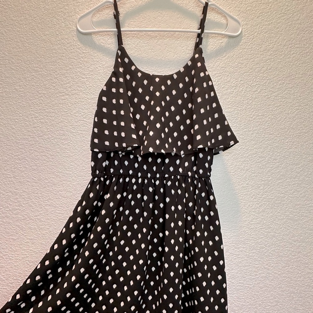 Polka dot spaghetti strap dress - black and white
